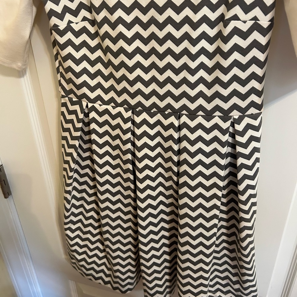 Altar'd State White & Navy Chevron A-Line Dress - Picture 4 of 4